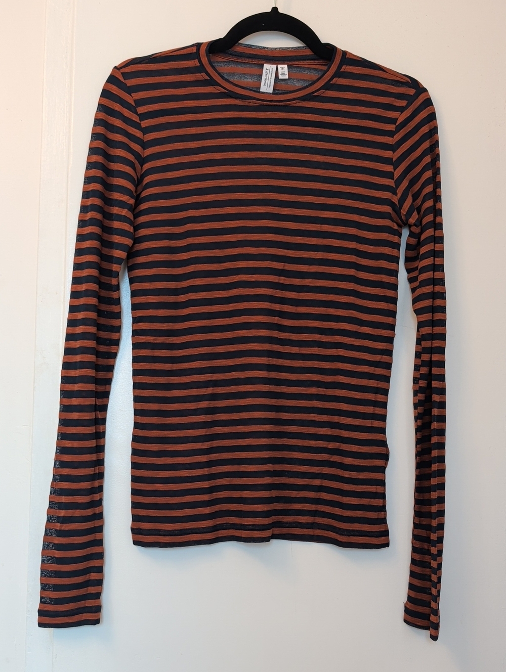 & Other Stories Stockholm Atelier Rust Navy Stripe Sheer Long Sleeve Tee Size 2